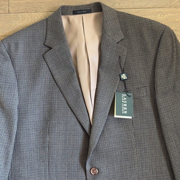 LRL Sport Coat Brown Wool Plaid Men’s 44R